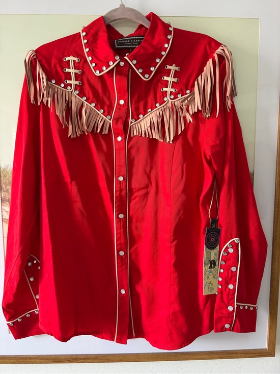 Double D Ranch Tops - BNWT Double D Ranchwear “Rodeo & Rhinestones” Western Fringe Snap Shirt - Large